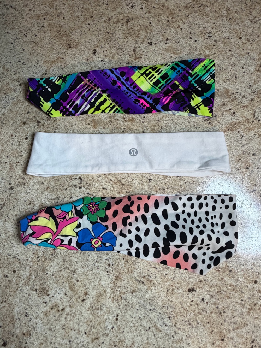 Lululemon White Logo Sports Headband + Multi-Color Headband Set